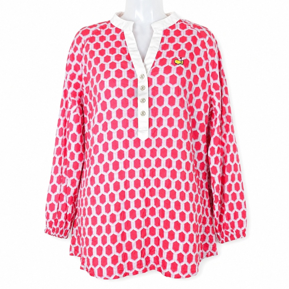 Magnolia Lane x Masters Top Womens M Pink Golf Geometric Tunic Golf Lightweight